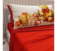 PETTI Artigiani Italiani - Parure de Draps Noël 1 Place et demie Française, Draps en Coton avec Taies à Impression Digitale, Motif Xmas 3 Rouge, 100% Made in Italy