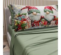 PETTI Artigiani Italiani - Parure de Draps Noël 1 Place et demie Française, Draps en Coton avec Taies à Impression Digitale, Motif Xmas 11 Vert, 100% Made in Italy