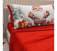 PETTI Artigiani Italiani - Parure de Draps Noël 2 Places, Ensemble de Lit Double en Coton avec Taies d’Oreiller, Impression Digitale, Motif Xmas 19 Rouge, 100% Fabriqué en Italie