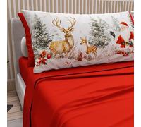 PETTI Artigiani Italiani - Parure de Draps Noël 2 Places, Ensemble de Lit Double en Coton avec Taies d’Oreiller, Impression Digitale, Motif Xmas 17 Rouge, 100% Fabriqué en Italie