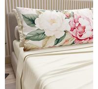 PETTI Artigiani Italiani - Parure de lit 100% Coton avec taies d'oreiller en Impression numérique, Parure de lit Double, Sofia Panna, fabriquée en Italie