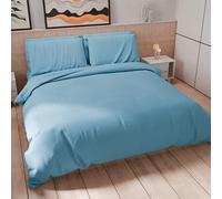 PETTI Artigiani Italiani - Parure de lit 2 Places 260 x 240 cm (2 taies d'oreiller 50 x 80 cm) avec Housse de Couette Douce en Microfibre Couleur Unie Bleu Clair