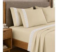 PETTI Artigiani Italiani - Parure de lit 3 pièces en Percale de Coton avec Dentelle Beige San Gallo, 100% fabriquée en Italie
