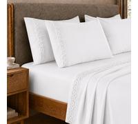 PETTI Artigiani Italiani - Parure de lit 3 pièces en Percale de Coton avec Dentelle Blanche San Gallo, 100% fabriquée en Italie