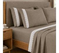 PETTI Artigiani Italiani - Parure de lit 3 pièces en Percale de Coton avec Dentelle San Gallo Gris Tourterelle, 100% fabriquée en Italie
