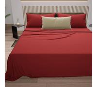 PETTI Artigiani Italiani - Set de Draps de Lit 100% Coton Set de 3 Pieces 1pz Drap Housse, 1pz Drap Plat, 1 Taies d’Oreiller, 100% Made in Italy, Rouge