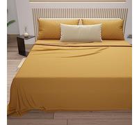 PETTI Artigiani Italiani - Parure de lit 3 pièces pour lit Simple, Douce et Respirante, Comprenant Un Drap Plat, Un Drap-Housse et Une taie d'oreiller, Jaune