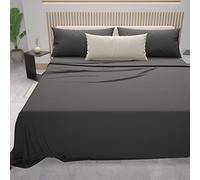 PETTI Artigiani Italiani - Parure de lit 3 pièces pour lit Simple, Douce et Respirante, Comprenant Un Drap Plat, Un Drap-Housse à Coins élastiqués et Une taie d'oreiller, draps Gris