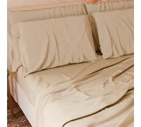 PETTI Artigiani Italiani - Parure de lit 3 pièces pour lit Simple, Douce et Respirante, Comprenant Un Drap Plat, Un Drap-Housse et Une taie d'oreiller, Couleur Beige.