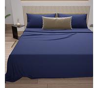 PETTI Artigiani Italiani - Parure de lit 3 pièces pour lit Simple, Douce et Respirante, Comprenant Un Drap Plat, Un Drap-Housse à Coins élastiqués et Une taie d'oreiller, draps Bleus