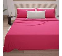 PETTI Artigiani Italiani - Parure de lit 3 pièces pour lit Simple, Douce et Respirante, Comprenant Un Drap Plat, Un Drap-Housse à Coins élastiqués et Une taie d'oreiller, Coloris Fuchsia.