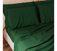 PETTI Artigiani Italiani - Parure de lit 4 pièces Maxi Double, Douce et Respirante, Comprenant Un Drap Plat, Un Drap-Housse à Coins élastiqués et 2 taies d'oreiller, Coloris Vert