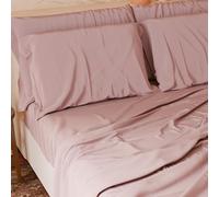 PETTI Artigiani Italiani - Parure de lit 4 pièces Maxi Double, Douce et Respirante, Comprenant Un Drap Plat, Un Drap-Housse et 2 taies d'oreiller, Rose poudré