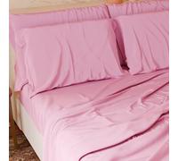 PETTI Artigiani Italiani - Parure de lit 4 pièces Maxi Double, Douce et Respirante, Comprenant Un Drap Plat, Un Drap-Housse avec Coins élastiqués et 2 taies d'oreiller, draps Roses