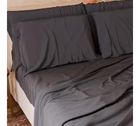 PETTI Artigiani Italiani - Parure de lit 4 pièces Maxi Double, Douce et Respirante, Comprenant Un Drap Plat, Un Drap-Housse à Coins élastiqués et 2 taies d'oreiller, draps Gris