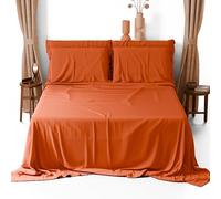 PETTI Artigiani Italiani - Set de Draps de Lit 100% Coton Set de 3 Pieces 1pz Drap Housse, 1pz Drap Plat, 2 Taies d’Oreiller, 100% Made in Italy, Orange