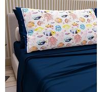 PETTI Artigiani Italiani - Parure de lit Double en Coton avec taies d'oreiller en Impression numérique, pour lit Double, Drap Housse et Dessous avec Angles, Bleu Nuit, 100% fabriqué en Italie