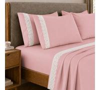 PETTI Artigiani Italiani - Parure de lit Double en Percale de Coton avec Dentelle San Gallo, 4 pièces, 100% fabriquée en Italie