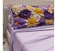 Petti Artigiani Italiani - Parure de lit en Coton avec taies d'oreiller en Impression numérique, draps 1 Place et demie, Parure de lit 1 Place et demie, Florale 4 Lilas, 100% Made in Italy
