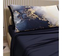 PETTI Artigiani Italiani - Parure de lit en Coton avec taies d'oreiller en Impression numérique, draps Doubles, lit Double, Bleu Nuit, 100% fabriqué en Italie