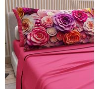 PETTI Artigiani Italiani - Parure de lit en Coton avec taies d'oreiller en Impression numérique, draps Doubles, lit Double, Motif Floral 17 Fuchsia, 100% fabriqué en Italie