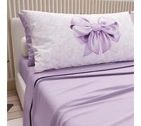 PETTI Artigiani Italiani - Parure de lit en Coton avec taies d'oreiller en Impression numérique, draps Une Pizza et demie, lit Une Place et demie, Lilas 100% fabriqué en Italie