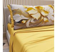 PETTI Artigiani Italiani - Parure de lit en Coton avec taies d'oreiller en Impression numérique, lit Double Maxi, Drap Plat sur et Dessous avec Angles, Floral 06 20 Jaune, 100% fabriqué en Italie