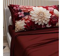Petti Artigiani Italiani - Parure de lit en Coton avec taies d'oreiller en Impression numérique, lit Double Maxi, Drap Dessus et Dessous avec Angles, Floral 05 24 Bordeaux, 100% fabriqué en Italie