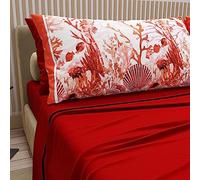 PETTI Artigiani Italiani - Parure de lit en Coton avec taies d'oreiller en Impression numérique, lit Double Maxi, Drap Dessus et Dessous avec Angles, Rouge, 100% fabriqué en Italie