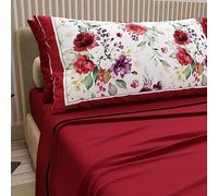 PETTI Artigiani Italiani - Parure de lit en Coton avec taies d'oreiller en Impression numérique, lit Double Maxi, Drap Dessus et Dessous avec Angles, Bordeaux, 100% fabriqué en Italie