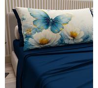 Petti Artigiani Italiani - Parure de lit en Coton avec taies d'oreiller en Impression numérique, lit Double Maxi, Drap Dessus et Dessous avec Angles, Mariposa 04 Bleu Nuit, 100% fabriqué en Italie