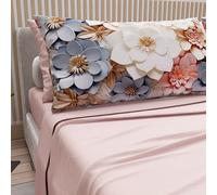 PETTI Artigiani Italiani - Parure de lit en coton avec taies d'oreiller en impression numérique, une place et demie française, avec drap plat sur et dessous avec angles, floral 05 1 poudre claire, 100