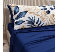 Petti Artigiani Italiani - Parure de lit en Coton avec taies d'oreiller en Impression numérique, Une Place et demie française, avec Drap-Housse avec Angles, Charm Bleu électrique, 100% fabriqué en