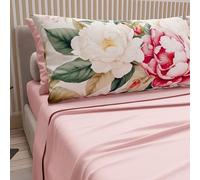 Petti Artigiani Italiani - Parure de lit en Coton avec taies d'oreiller en Impression numérique, Une Place et demie française, avec Drap Housse et Dessous avec Angles, Sofia Cipria, 100% Made in