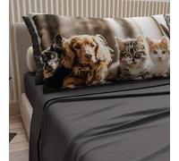 PETTI Artigiani Italiani - Parure de lit pour Animaux avec Chats et Chiens en Coton avec taies d'oreiller en Impression numérique, draps Doubles Maxi, Parure de lit Double Gris, 100% fabriquée en