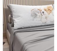 PETTI Artigiani Italiani - Parure de lit pour Animaux avec Chats et Chiens en Coton avec taies d'oreiller en Impression numérique, draps pour lit Simple, lit Simple Gris Clair, 100% fabriqué en