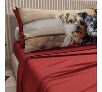Petti Artigiani Italiani - Parure de lit pour Animaux avec Chiens en Coton avec taies d'oreiller en Impression numérique, draps Une Place et demie française, 100% Rouge