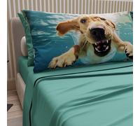 Petti Artigiani Italiani - Parure de lit pour Animaux avec Chiens en Coton avec taies d'oreiller en Impression numérique, draps Une Place et demie française, 100% fabriqué en Italie