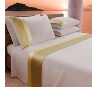 PETTI Artigiani Italiani - Parure de lit Simple avec Double Volants en Satin, 3 pièces, 90 x 200 cm, draps en Percale de Coton, Drap Housse et 1 taies d'oreiller, Or
