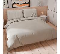 PETTI Artigiani Italiani - Parure de lit Une Place et demie 200 x 200 cm (2 taies d'oreiller 63 x 63 cm incluses), Housse de Couette en Microfibre Douce Couleur Unie Gris Clair