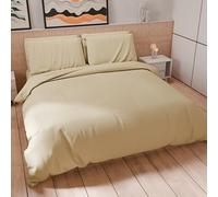 PETTI Artigiani Italiani - Parure de lit Une Place et demie 200 x 200 cm (2 taies d'oreiller 63 x 63 cm incluses), Housse de Couette Douce en Microfibre Couleur Unie Taupe