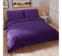 PETTI Artigiani Italiani - Parure de lit Une Place et demie 200 x 200 cm (2 taies d'oreiller 75 x 50 cm incluses), Housse de Couette Douce en Microfibre Couleur Unie Violet