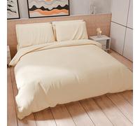 PETTI Artigiani Italiani - Parure de lit Une Place et demie 200 x 200 cm (2 taies d'oreiller 75 x 50 cm incluses), Housse de Couette Douce en Microfibre Couleur Unie crème