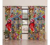 PETTI Artigiani Italiani - Rideaux à Panneaux pour intérieur avec Anneaux, 2 pièces, 140 x 280 cm, Rideau de Chambre à Coucher et Salon occultants isolants et Modernes, peintures murales, 100%