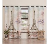 PETTI Artigiani Italiani - Rideaux à Panneaux pour intérieur avec Anneaux, 2 pièces, 140 x 280 cm, Rideau de Chambre à Coucher et Salon occultants isolants et Modernes, Paris, 100% fabriqué en Italie