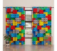 PETTI Artigiani Italiani - Rideaux à Panneaux pour intérieur avec Anneaux, 2 pièces, 140 x 280 cm, Rideau de Chambre à Coucher et Salon occultants isolants et Modernes, Briques, 100% fabriqué en