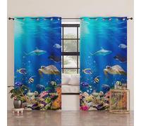 PETTI Artigiani Italiani - Rideaux à Panneaux pour intérieur avec Anneaux, 2 pièces, 140 x 280 cm, Rideau de Chambre à Coucher et Salon occultants isolants et Modernes, Aquarium, 100% fabriqué en