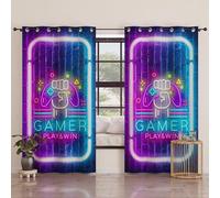 PETTI Artigiani Italiani - Rideaux à Panneaux pour intérieur avec Anneaux, 2 pièces, 140 x 280 cm, Rideau de Chambre à Coucher et Salon occultants isolants et Modernes, Gamer, 100% fabriqué en Italie