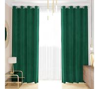 PETTI Artigiani Italiani - Rideaux en Velours à Panneaux pour intérieur avec Anneaux, 2 pièces, 140 x 280 cm, Rideau Velours Chambre à Coucher et Salon occultants isolants et Modernes, émeraude, 100%