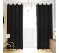 PETTI Artigiani Italiani - Rideaux en Velours à Panneaux pour intérieur avec Anneaux, 2 pièces, 140 x 280 cm, Rideau Velours Chambre à Coucher et Salon occultants isolants et Modernes, Noir, 100%